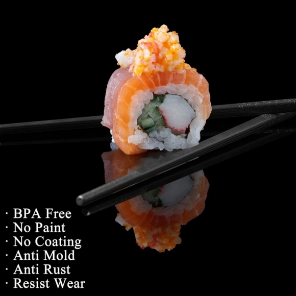 5 Pairs of Chopsticks 🍣 Reusable & Non Slip with Black Cherry Blossom Design - Picture 5 of 10